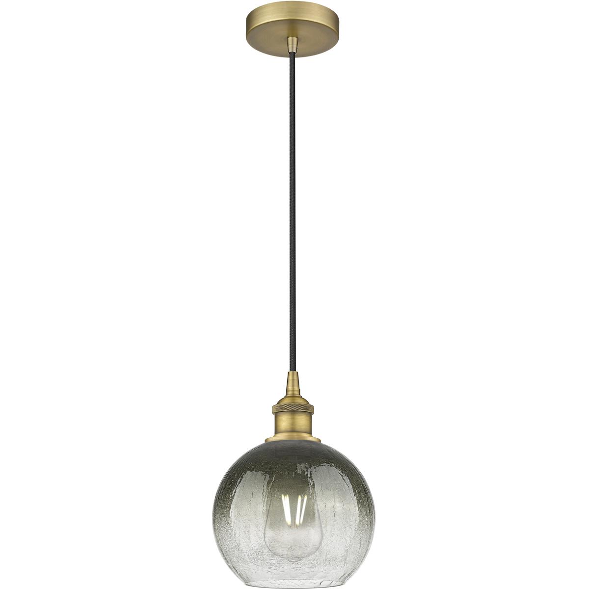 Innovations Lighting 616-1P-BB-G483-8SL Edison Brookhaven Globe 1 Light 7.88 inch Brushed Brass Mini Pendant Ceiling Light in Slate Glass