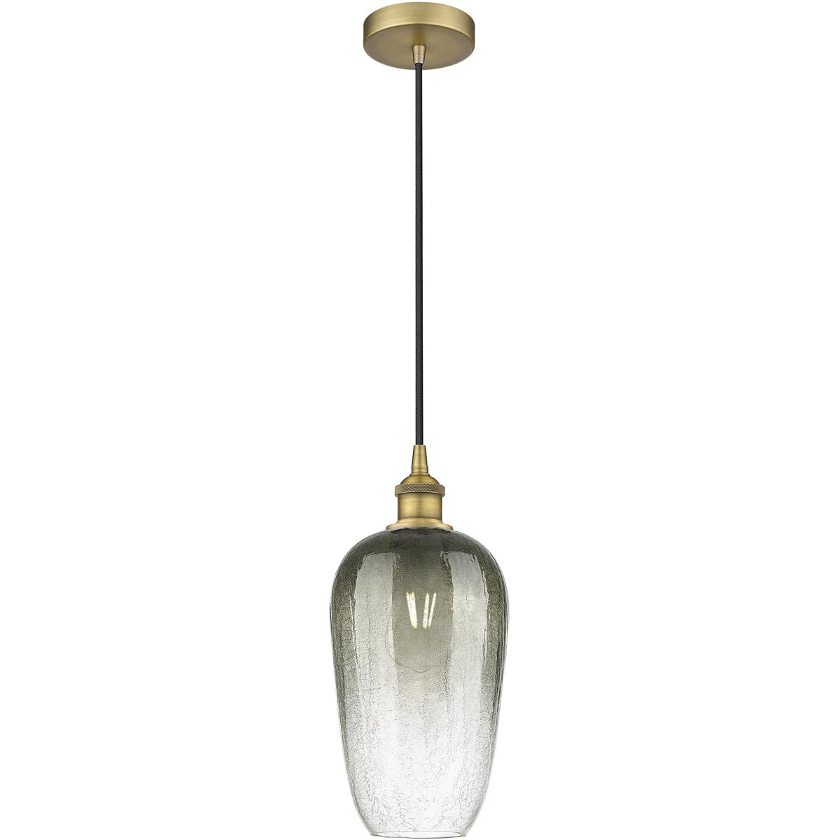 Innovations Lighting 616-1P-BB-G484-7SL Edison Brookhaven Flute 1 Light 7 inch Brushed Brass Mini Pendant Ceiling Light in Slate Glass
