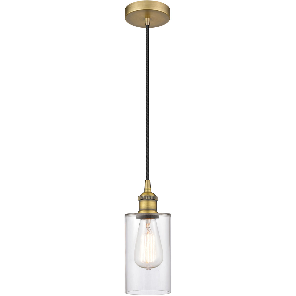 Innovations Lighting 616-1P-BB-G802-LED Edison Clymer LED 4 inch Brushed Brass Mini Pendant Ceiling Light