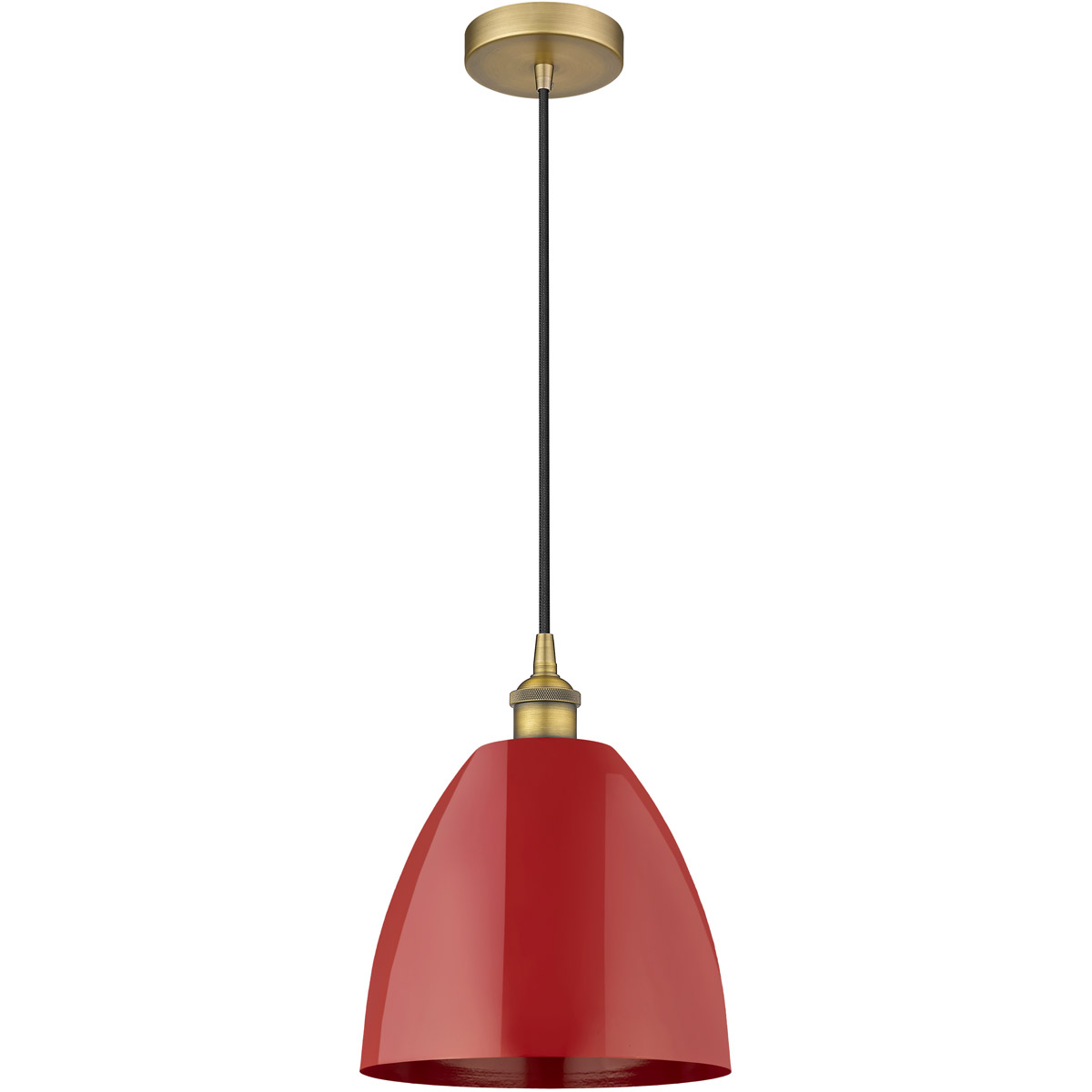 Innovations Lighting 616-1P-BB-MBD-9-RD Edison Plymouth Dome 1 Light 9 inch Brushed Brass Mini Pendant Ceiling Light