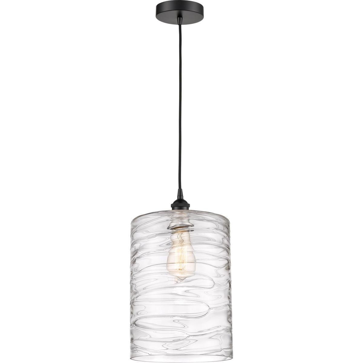 Innovations Lighting 616-1P-BK-G1113-L Ballston Cobbleskill 1 Light 9 inch Matte Black Mini Pendant Ceiling Light in Deco Swirl Glass