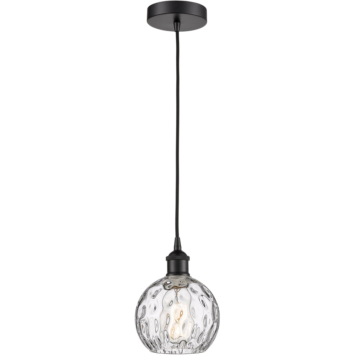 Innovations Lighting 616-1P-BK-G1215-6-LED Edison Athens Water Glass LED 6 inch Matte Black Mini Pendant Ceiling Light