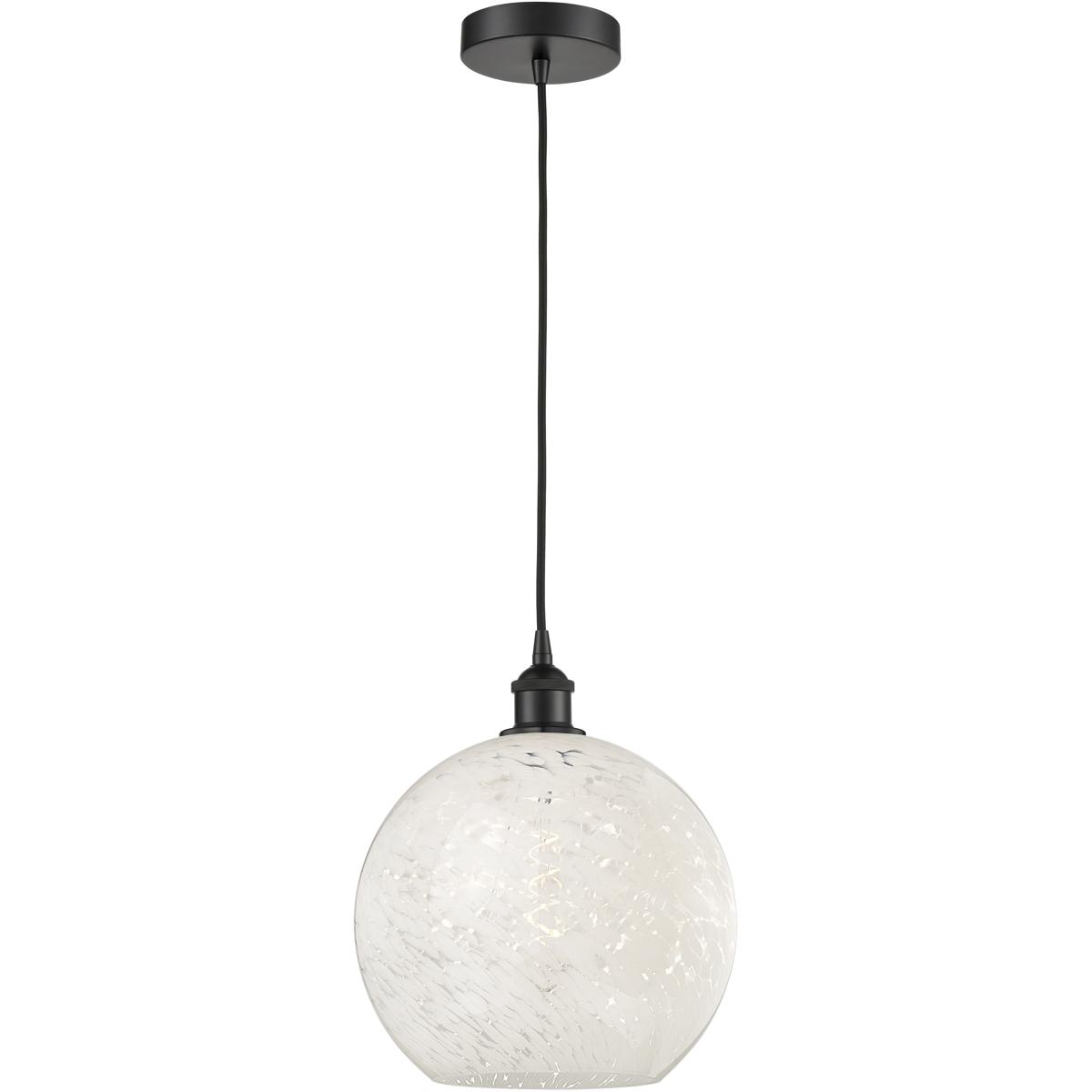 Innovations Lighting 616-1P-BK-G1216-12WM Edison White Mouchette 1 Light 12 inch Matte Black Cord Hung Pendant Ceiling Light