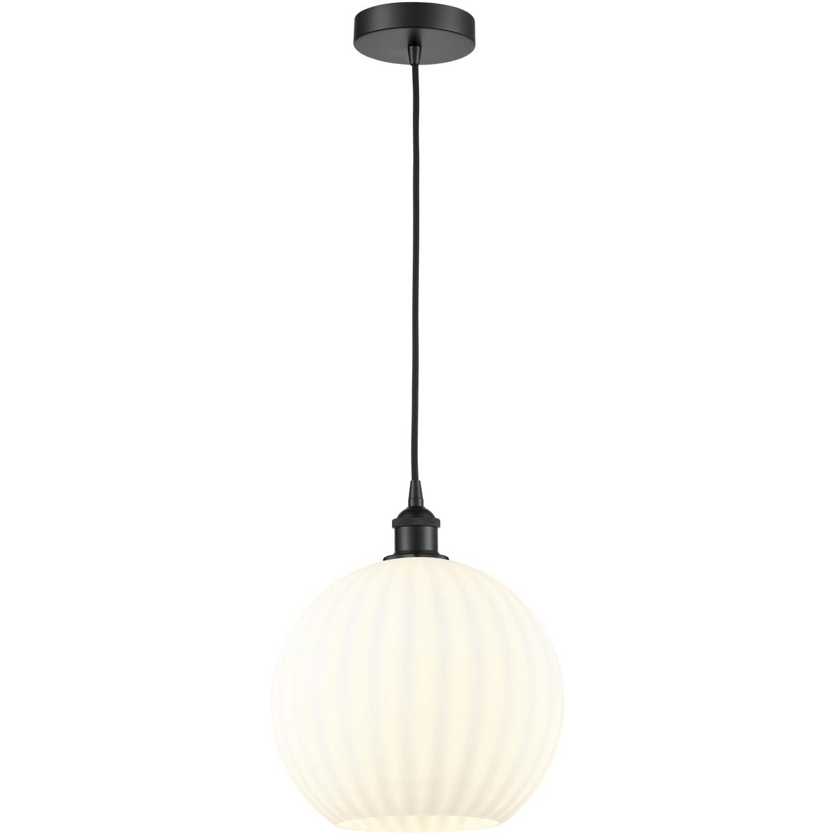 Innovations Lighting 616-1P-BK-G1217-12WV Edison White Venetian 1 Light 12 inch Matte Black Cord Hung Pendant Ceiling Light