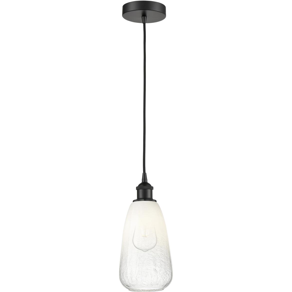 Innovations Lighting 616-1P-BK-G480-6OP Edison Brookhaven Almond 1 Light 6 inch Matte Black Mini Pendant Ceiling Light in Opal Glass