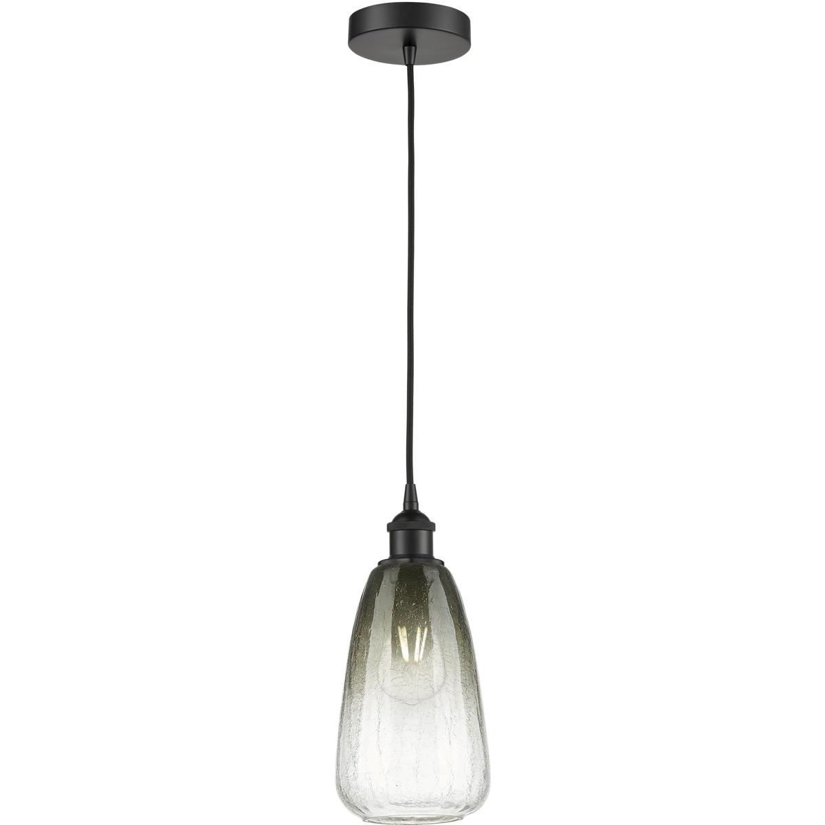 Innovations Lighting 616-1P-BK-G480-6SL Edison Brookhaven Almond 1 Light 6 inch Matte Black Mini Pendant Ceiling Light in Slate Glass