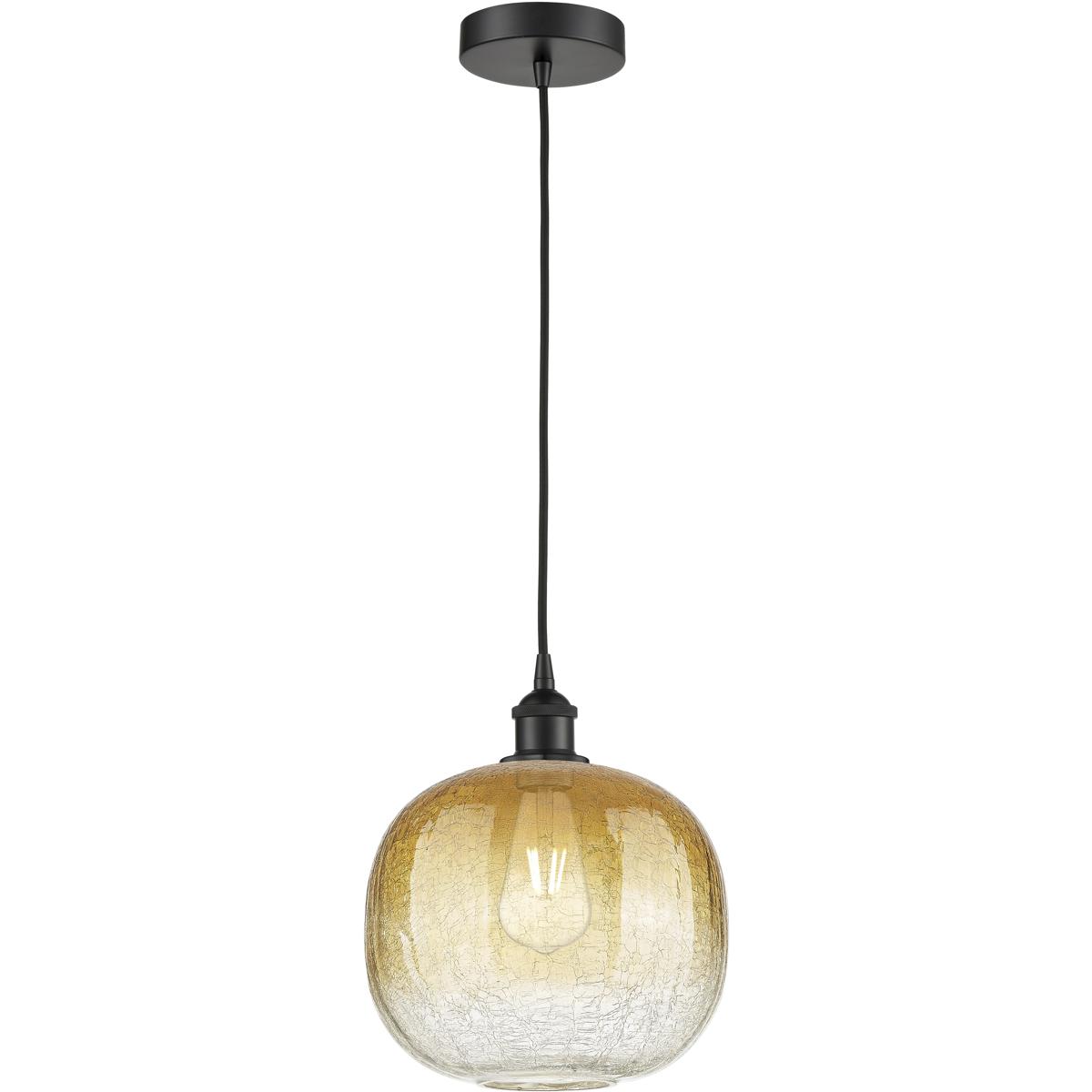 Innovations Lighting 616-1P-BK-G481-10AM Edison Brookhaven Sphere 1 Light 10.5 inch Matte Black Mini Pendant Ceiling Light in Amber Glass