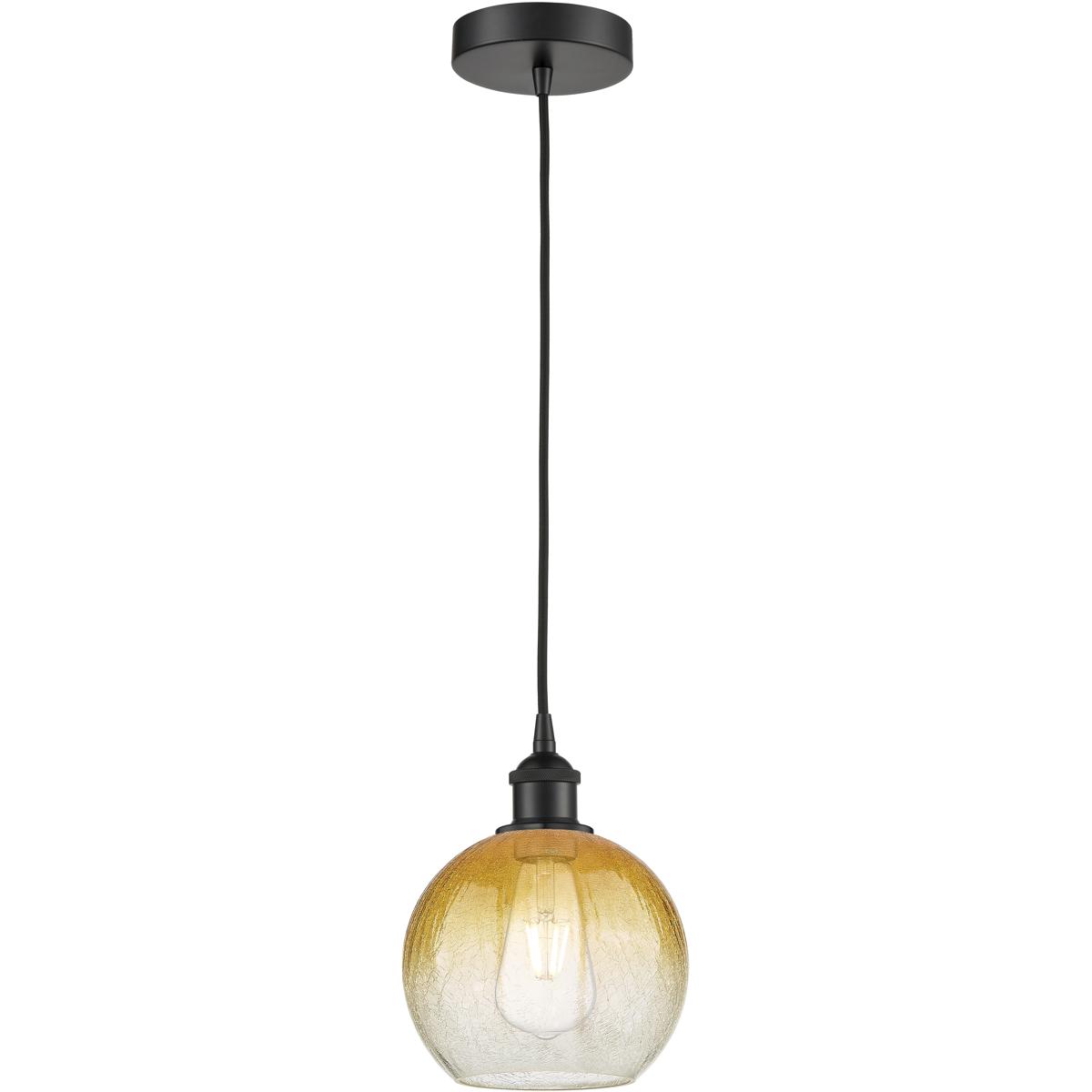 Innovations Lighting 616-1P-BK-G483-8AM Edison Brookhaven Globe 1 Light 7.88 inch Matte Black Mini Pendant Ceiling Light in Amber Glass
