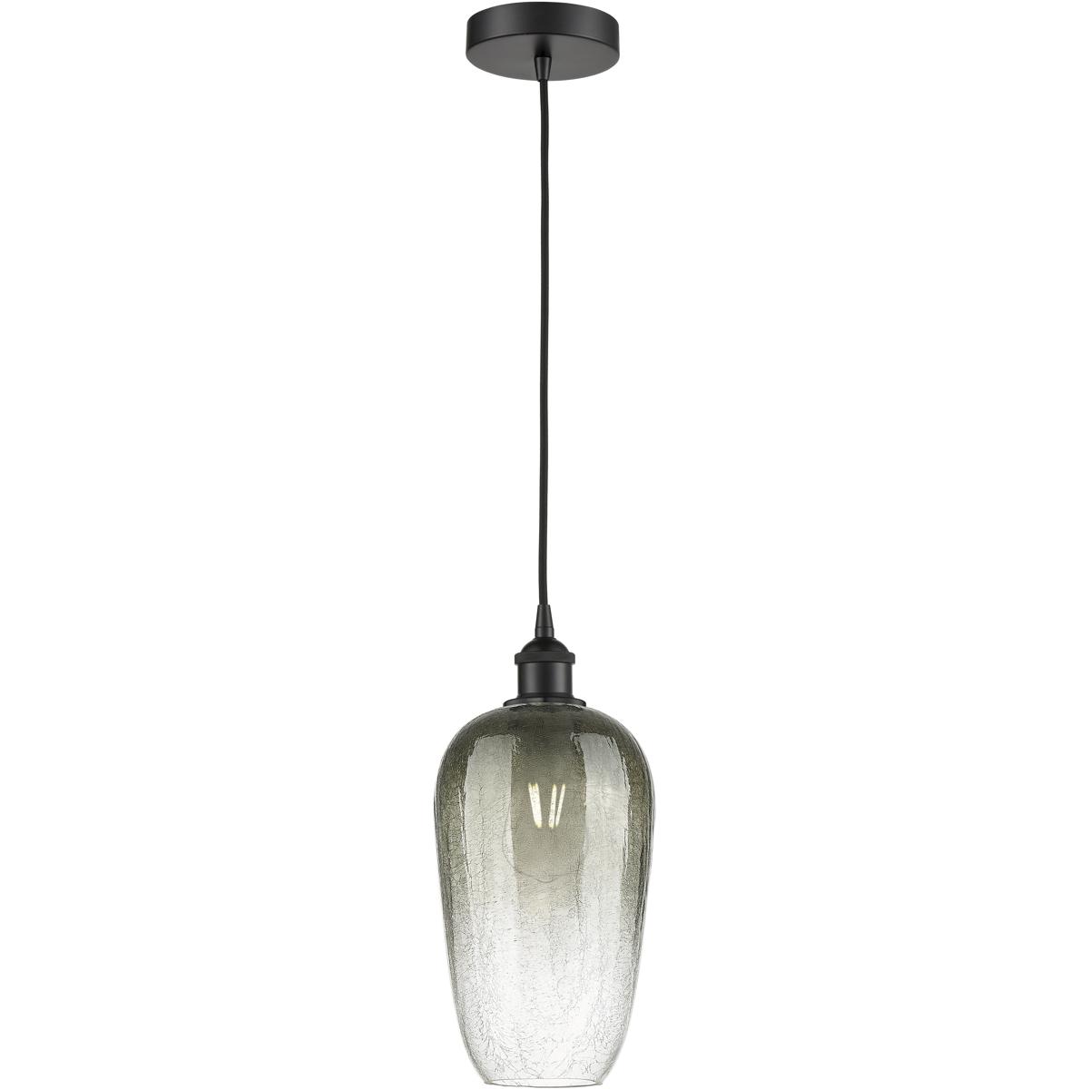 Innovations Lighting 616-1P-BK-G484-7SL Edison Brookhaven Flute 1 Light 7 inch Matte Black Mini Pendant Ceiling Light in Slate Glass