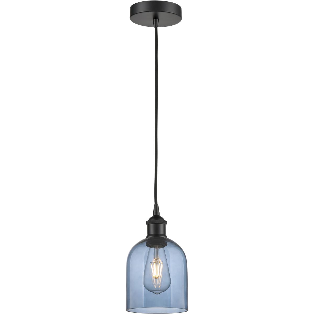 Innovations Lighting 616-1P-BK-G558-6BL Edison Bella 1 Light 5.5 inch Matte Black Cord Hung Mini Pendant Ceiling Light