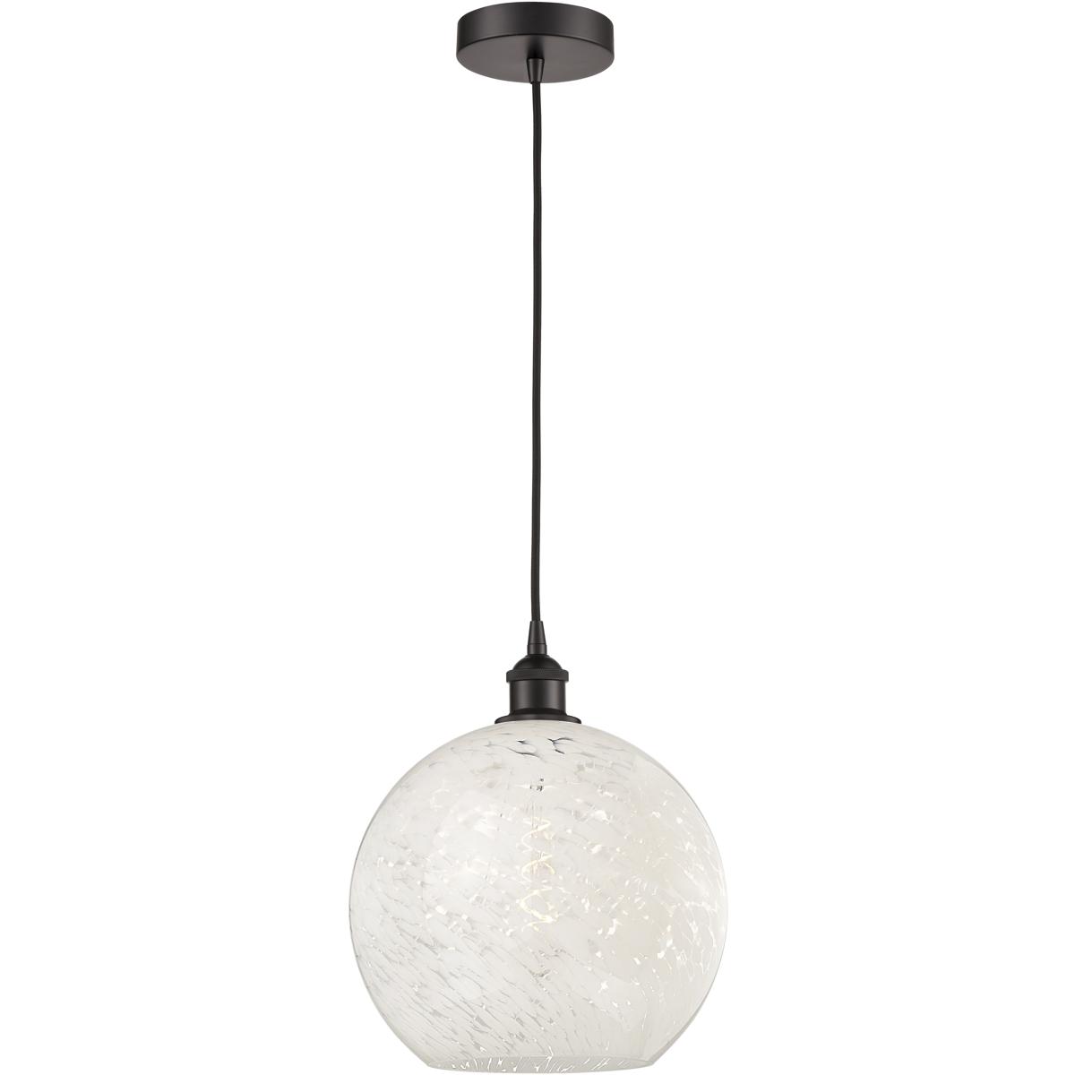 Innovations Lighting 616-1P-OB-G1216-12WM Edison White Mouchette 1 Light 12 inch Oil Rubbed Bronze Cord Hung Pendant Ceiling Light