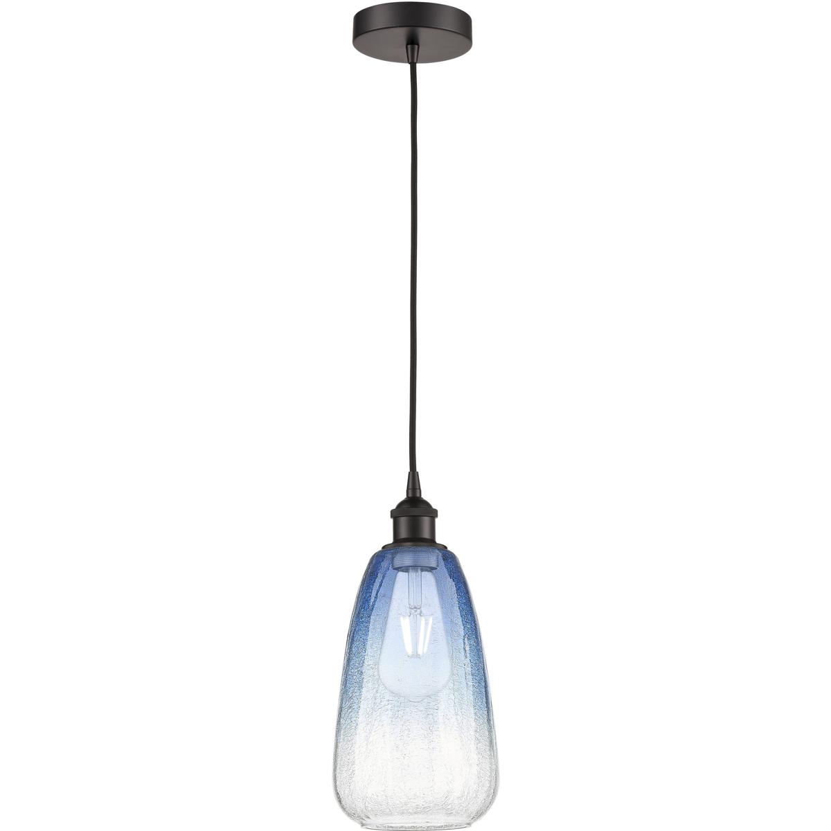 Innovations Lighting 616-1P-OB-G480-6SB Edison Brookhaven Almond 1 Light 6 inch Oil Rubbed Bronze Mini Pendant Ceiling Light in Sapphire Blue Glass