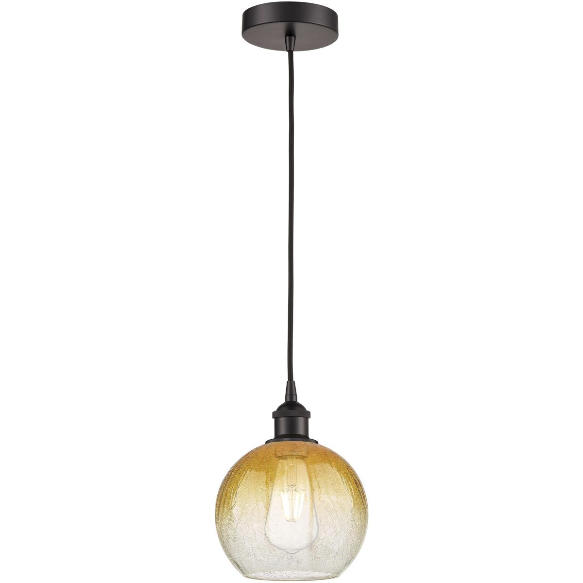 Innovations Lighting 616-1P-OB-G483-8AM Edison Brookhaven Globe 1 Light 7.88 inch Oil Rubbed Bronze Mini Pendant Ceiling Light in Amber Glass