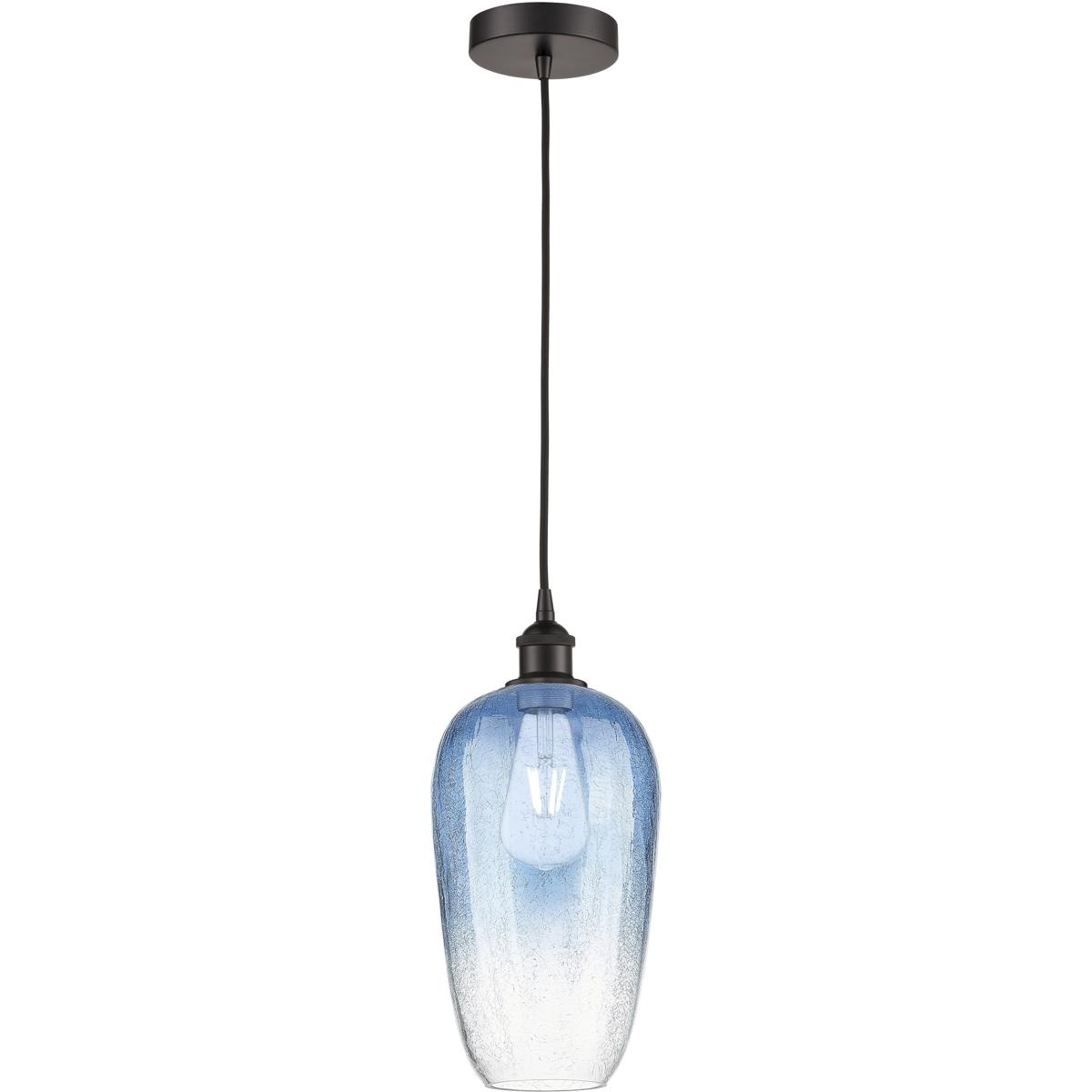 Innovations Lighting 616-1P-OB-G484-7SB Edison Brookhaven Flute 1 Light 7 inch Oil Rubbed Bronze Mini Pendant Ceiling Light in Sapphire Blue Glass