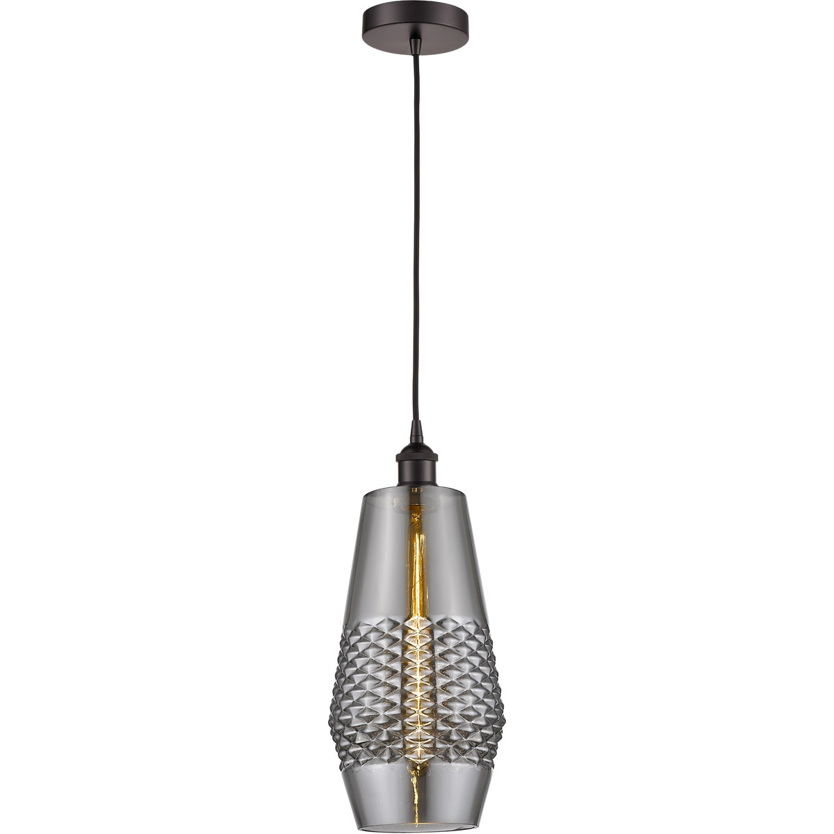 Innovations Lighting 616-1P-OB-G683-7-LED Edison Windham LED 7 inch Oil Rubbed Bronze Mini Pendant Ceiling Light in Plated Smoke Glass