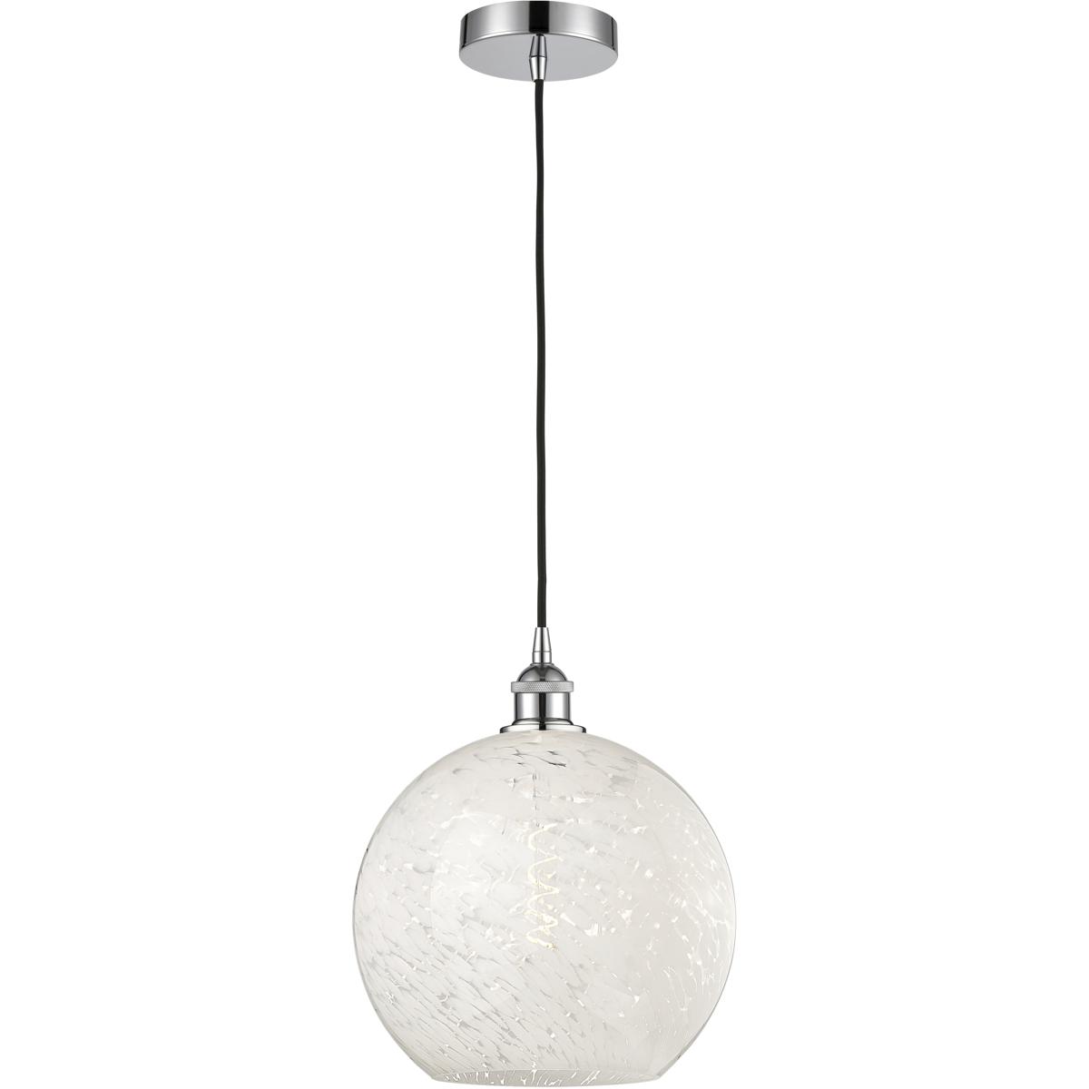 Innovations Lighting 616-1P-PC-G1216-12WM Edison White Mouchette 1 Light 12 inch Polished Chrome Cord Hung Pendant Ceiling Light