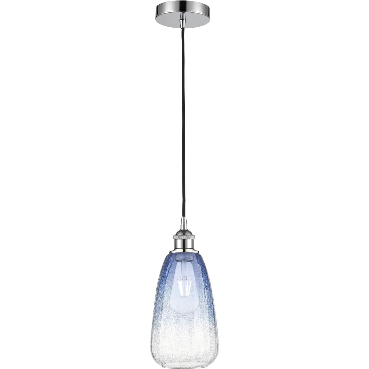 Innovations Lighting 616-1P-PC-G480-6SB Edison Brookhaven Almond 1 Light 6 inch Polished Chrome Mini Pendant Ceiling Light in Sapphire Blue Glass