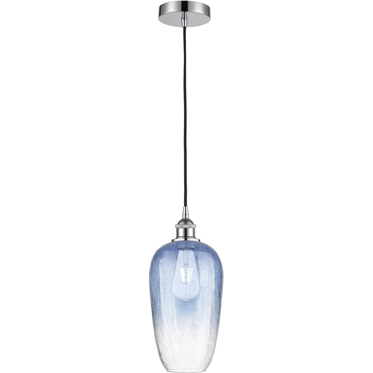 Innovations Lighting 616-1P-PC-G484-7SB Edison Brookhaven Flute 1 Light 7 inch Polished Chrome Mini Pendant Ceiling Light in Sapphire Blue Glass