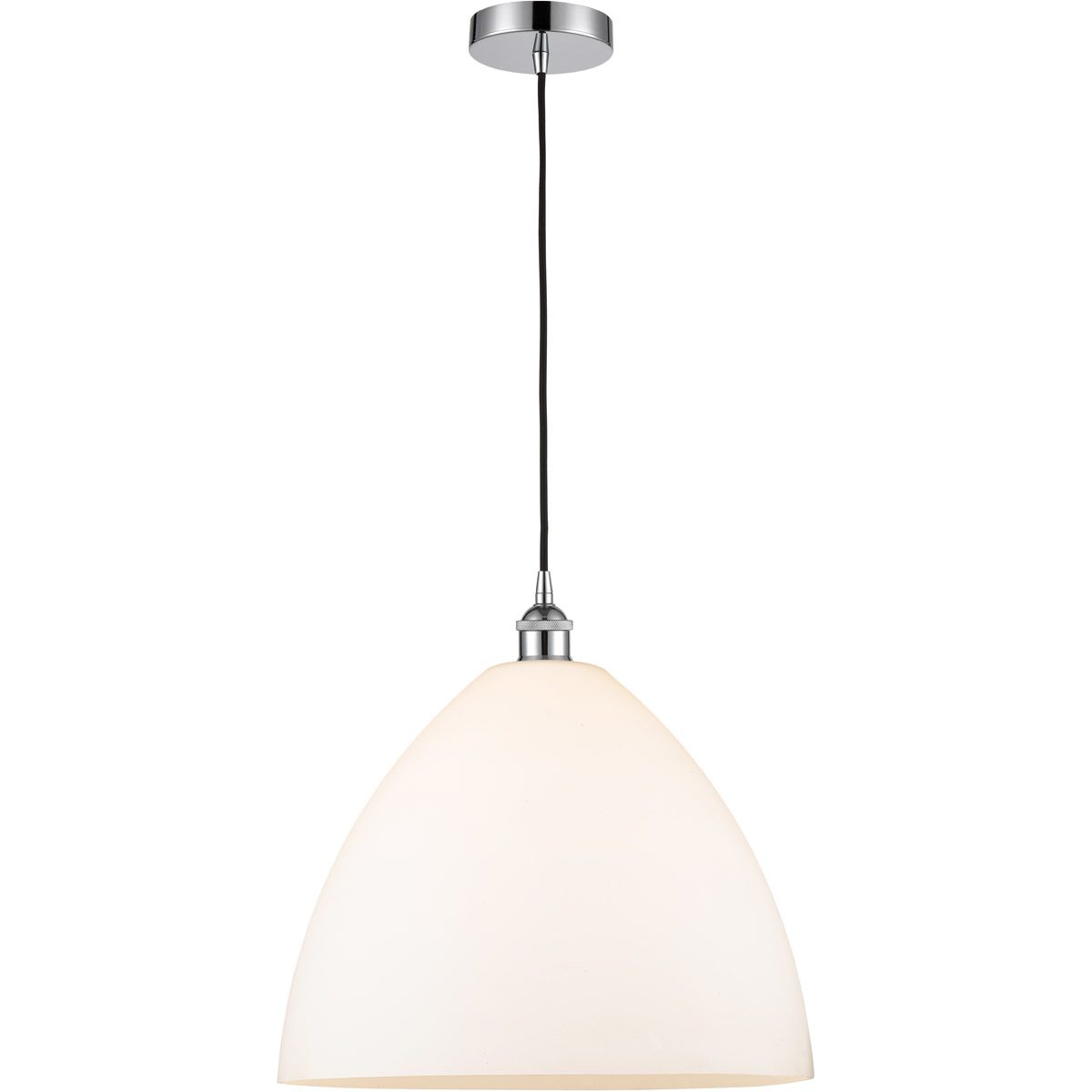 Innovations Lighting 616-1P-PC-GBD-161-LED Edison Dome LED 16 inch Polished Chrome Pendant Ceiling Light in Matte White Glass