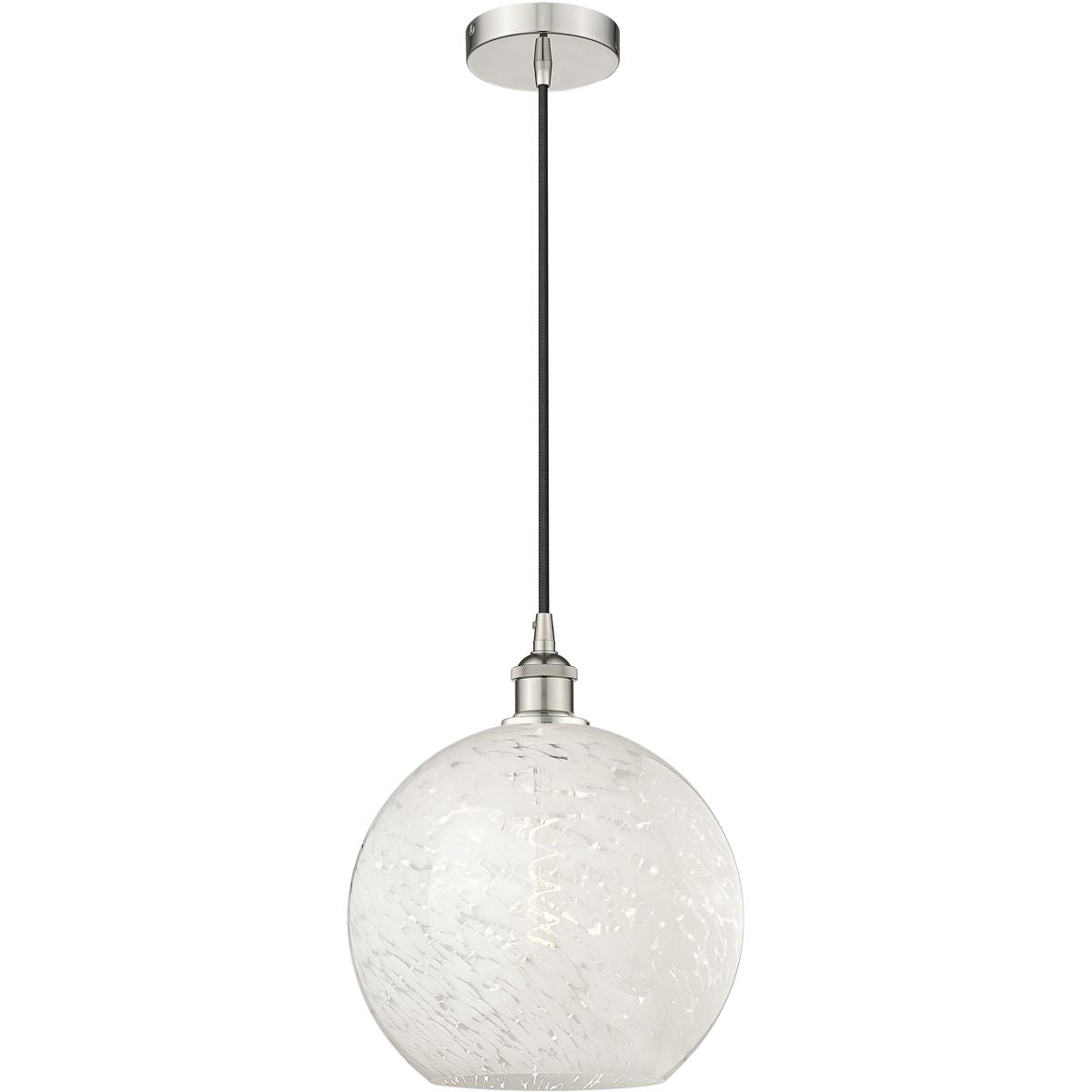 Innovations Lighting 616-1P-PN-G1216-12WM Edison White Mouchette 1 Light 12 inch Polished Nickel Cord Hung Pendant Ceiling Light