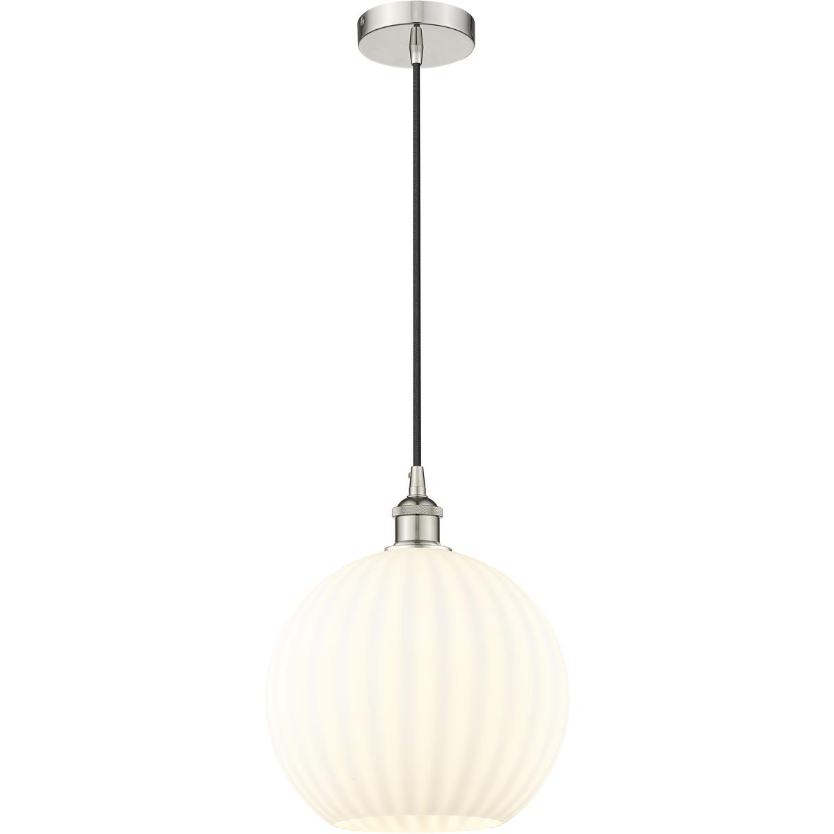 Innovations Lighting 616-1P-PN-G1217-12WV Edison White Venetian 1 Light 12 inch Polished Nickel Cord Hung Pendant Ceiling Light