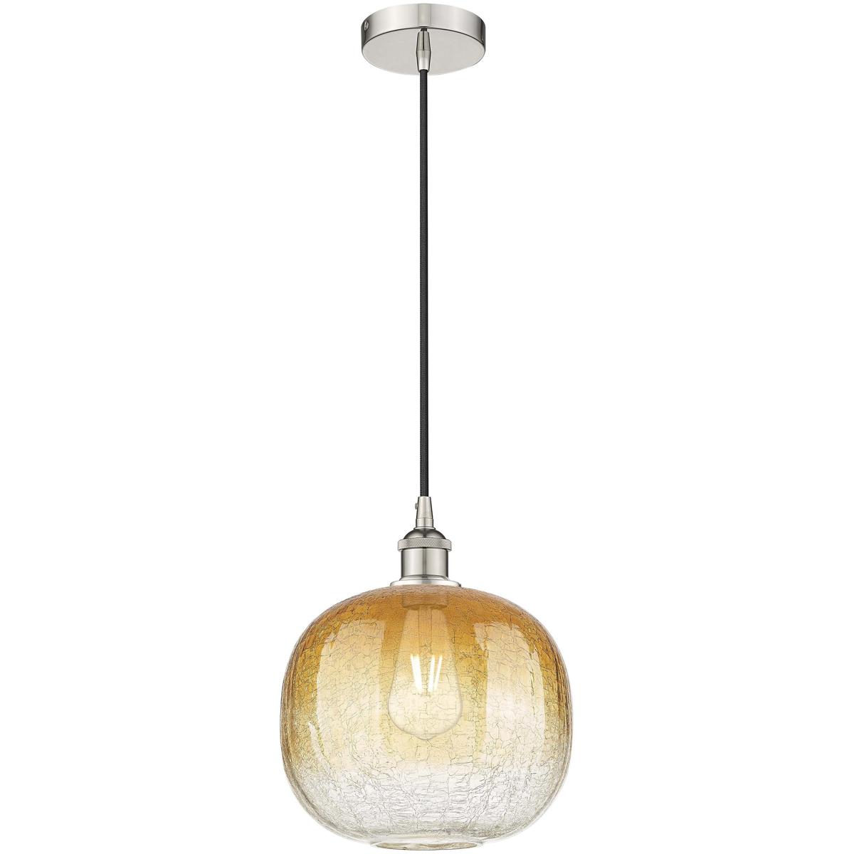 Innovations Lighting 616-1P-PN-G481-10AM Edison Brookhaven Sphere 1 Light 10.5 inch Polished Nickel Mini Pendant Ceiling Light in Amber Glass