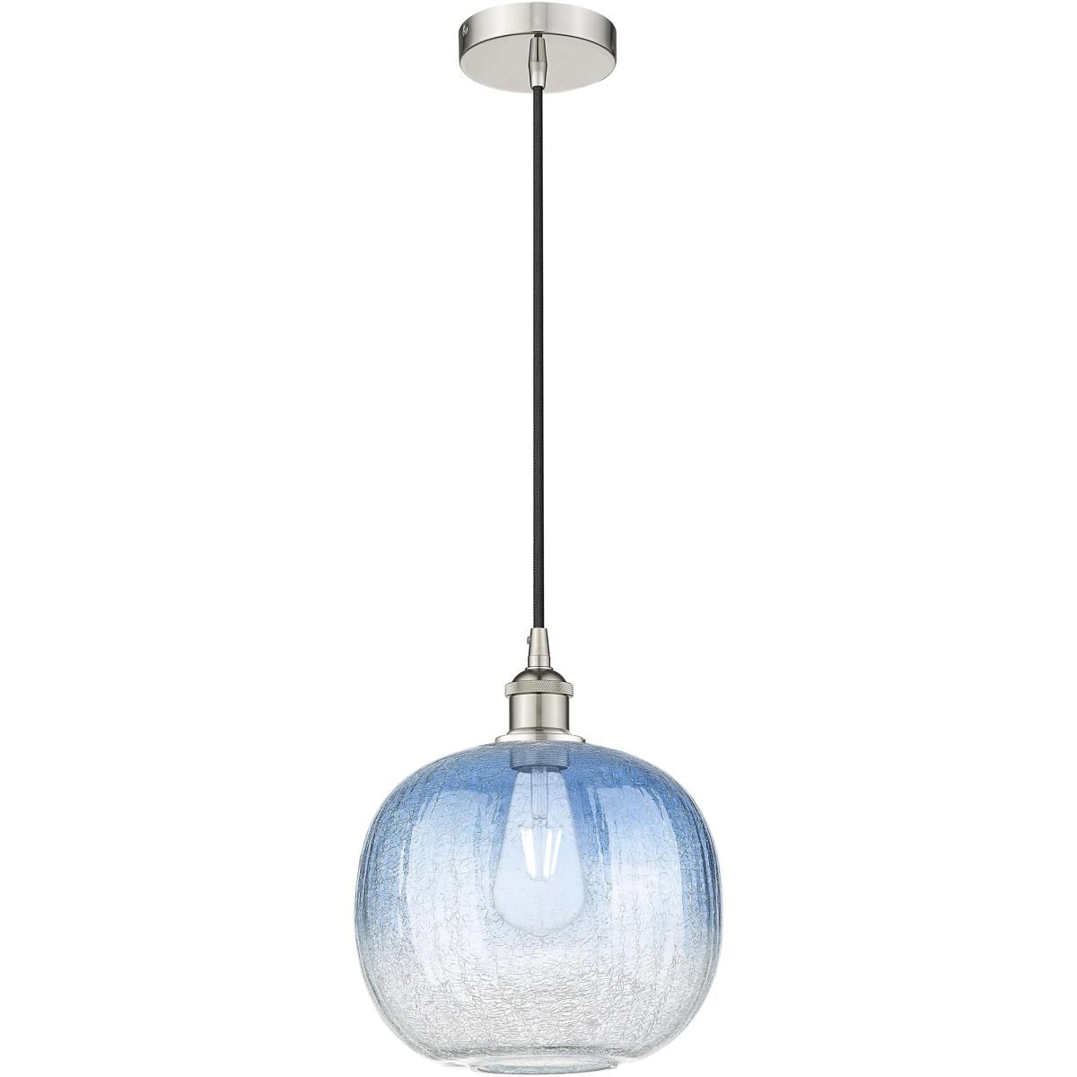 Innovations Lighting 616-1P-PN-G481-10SB Edison Brookhaven Sphere 1 Light 10.5 inch Polished Nickel Mini Pendant Ceiling Light in Sapphire Blue Glass