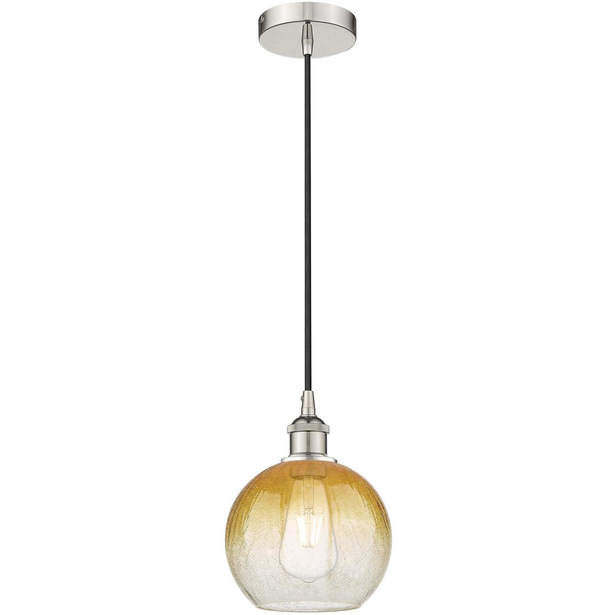 Innovations Lighting 616-1P-PN-G483-8AM Edison Brookhaven Globe 1 Light 7.88 inch Polished Nickel Mini Pendant Ceiling Light in Amber Glass