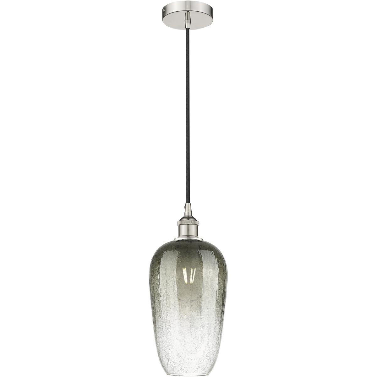 Innovations Lighting 616-1P-PN-G484-7SL Edison Brookhaven Flute 1 Light 7 inch Polished Nickel Mini Pendant Ceiling Light in Slate Glass