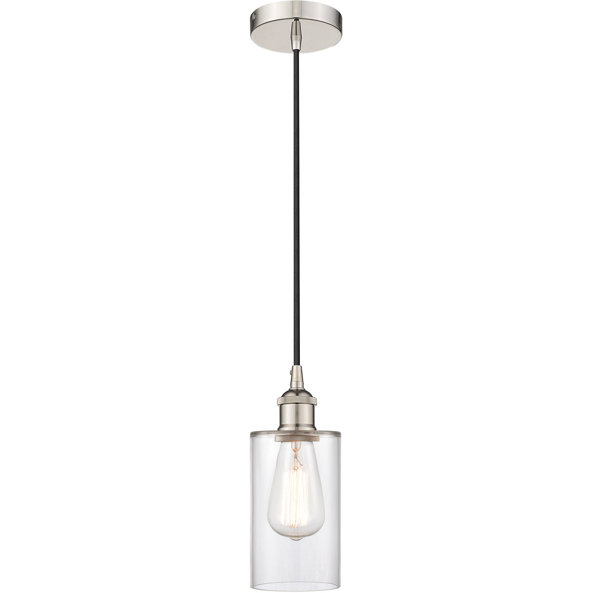 Innovations Lighting 616-1P-PN-G802-LED Edison Clymer LED 4 inch Polished Nickel Mini Pendant Ceiling Light