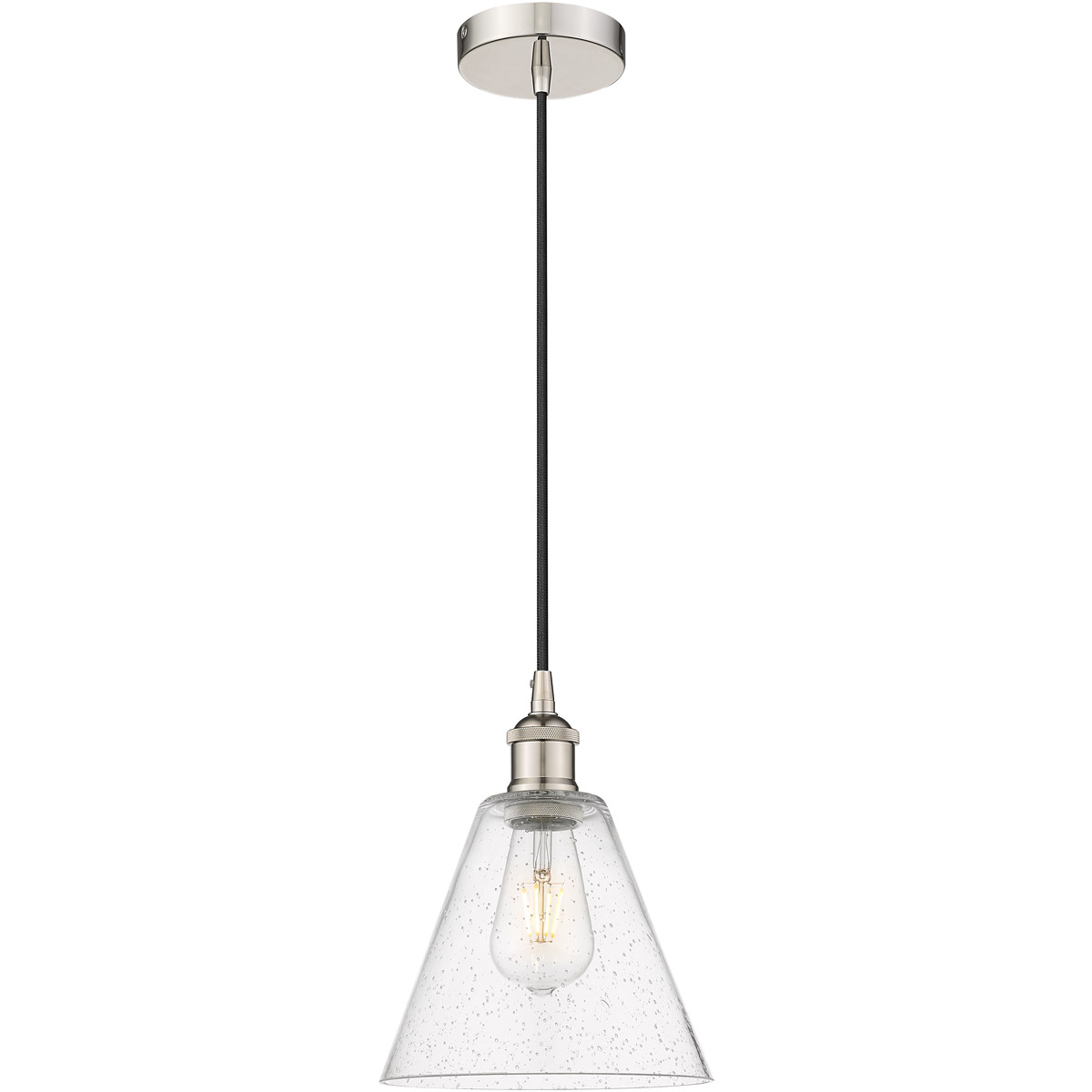 Innovations Lighting 616-1P-PN-GBC-84 Edison Cone 1 Light 8 inch Polished Nickel Mini Pendant Ceiling Light