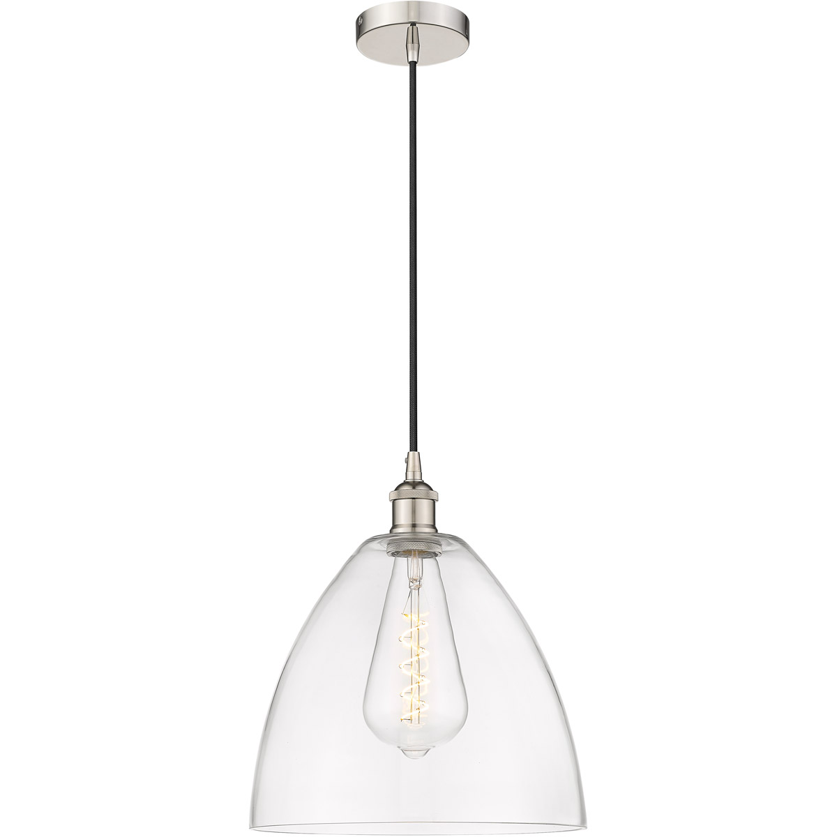 Innovations Lighting 616-1P-PN-GBD-122-LED Edison Dome LED 12 inch Polished Nickel Mini Pendant Ceiling Light in Clear Glass