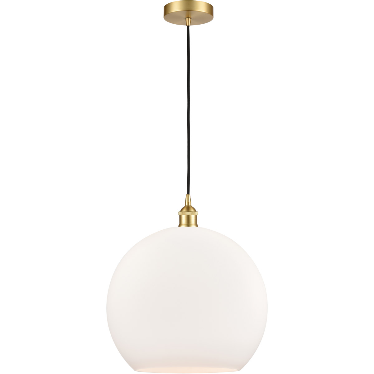 Innovations Lighting 616-1P-SG-G121-14-LED Edison Athens LED 13.75 inch Satin Gold Pendant Ceiling Light in Matte White Glass