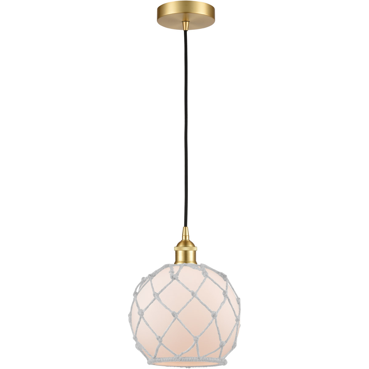 Innovations Lighting 616-1P-SG-G121-8RW-LED Edison Farmhouse Rope LED 8 inch Satin Gold Mini Pendant Ceiling Light
