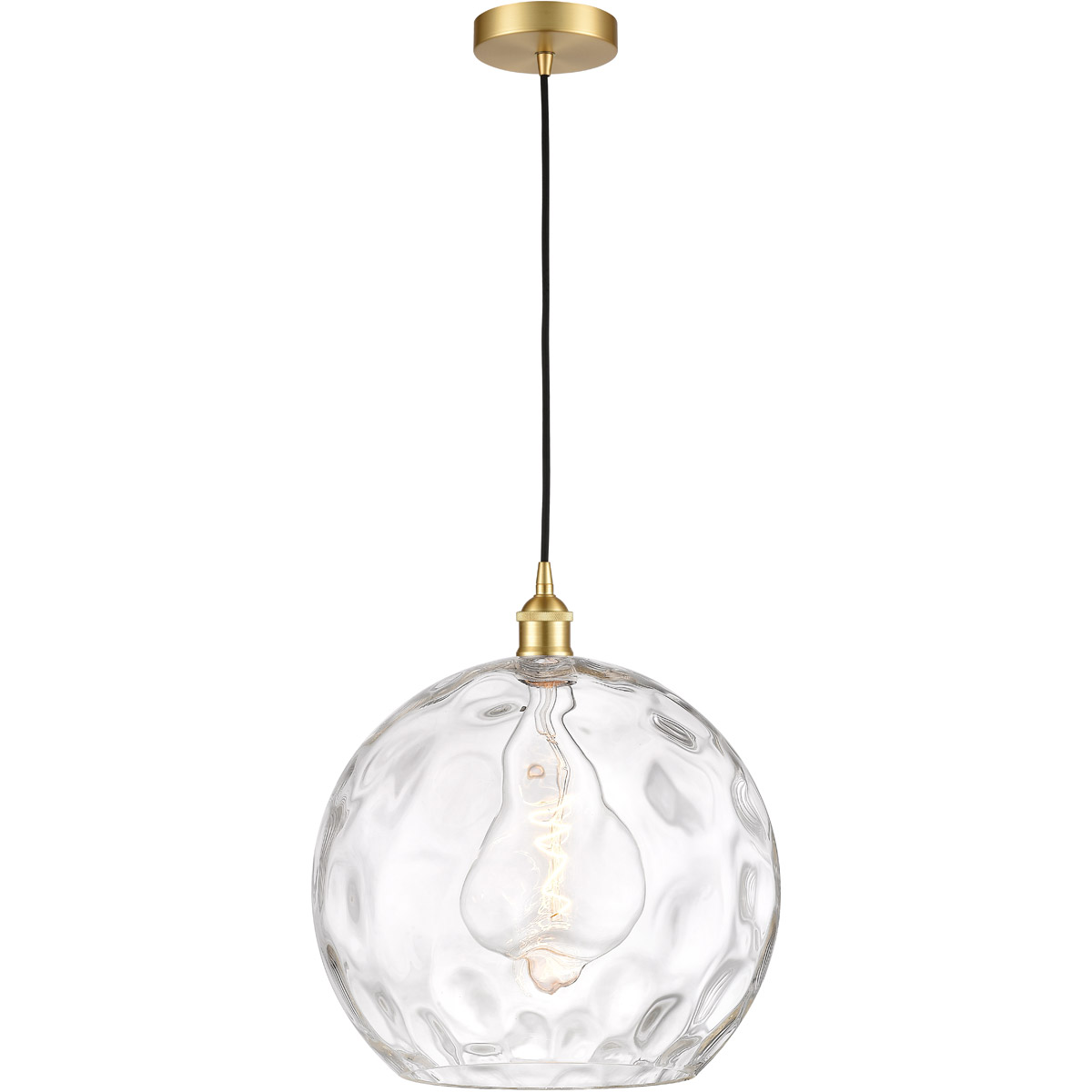 Innovations Lighting 616-1P-SG-G1215-14-LED Edison Athens Water Glass LED 14 inch Satin Gold Pendant Ceiling Light