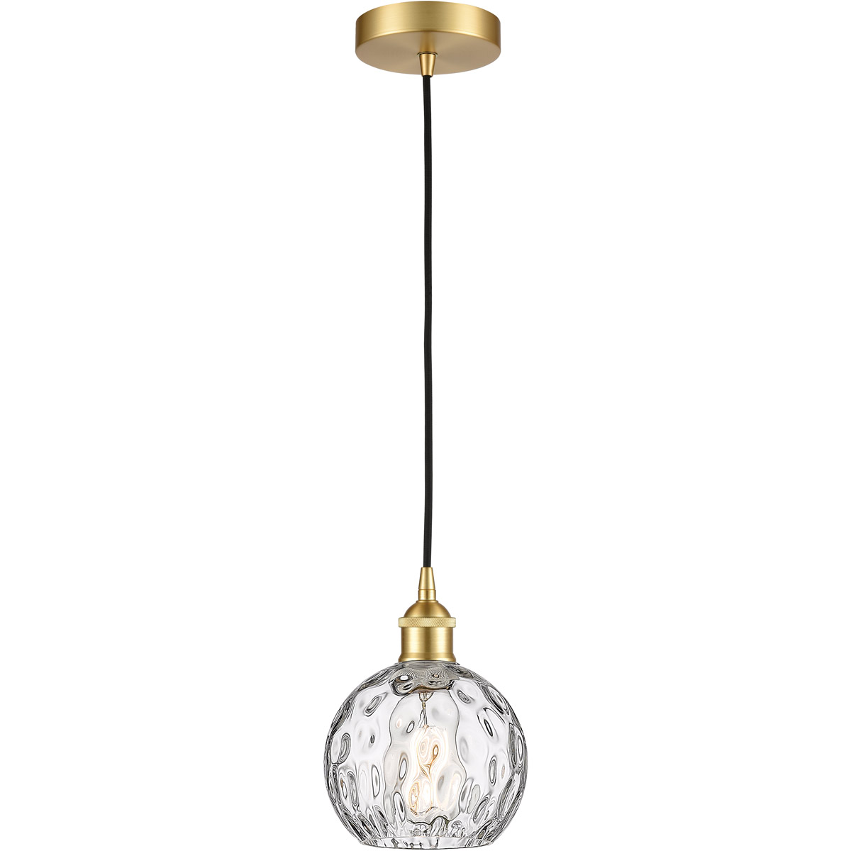 Innovations Lighting 616-1P-SG-G1215-6-LED Edison Athens Water Glass LED 6 inch Satin Gold Mini Pendant Ceiling Light
