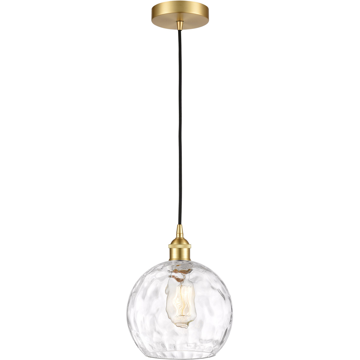 Innovations Lighting 616-1P-SG-G1215-8-LED Edison Athens Water Glass LED 8 inch Satin Gold Mini Pendant Ceiling Light