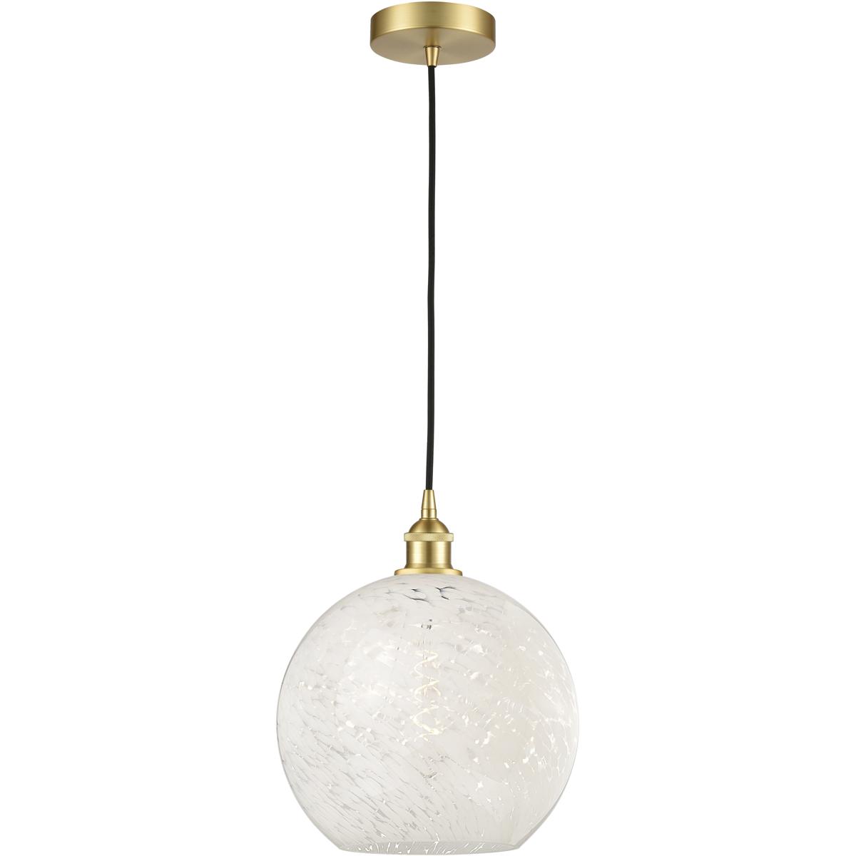 Innovations Lighting 616-1P-SG-G1216-12WM Edison White Mouchette 1 Light 12 inch Satin Gold Cord Hung Pendant Ceiling Light