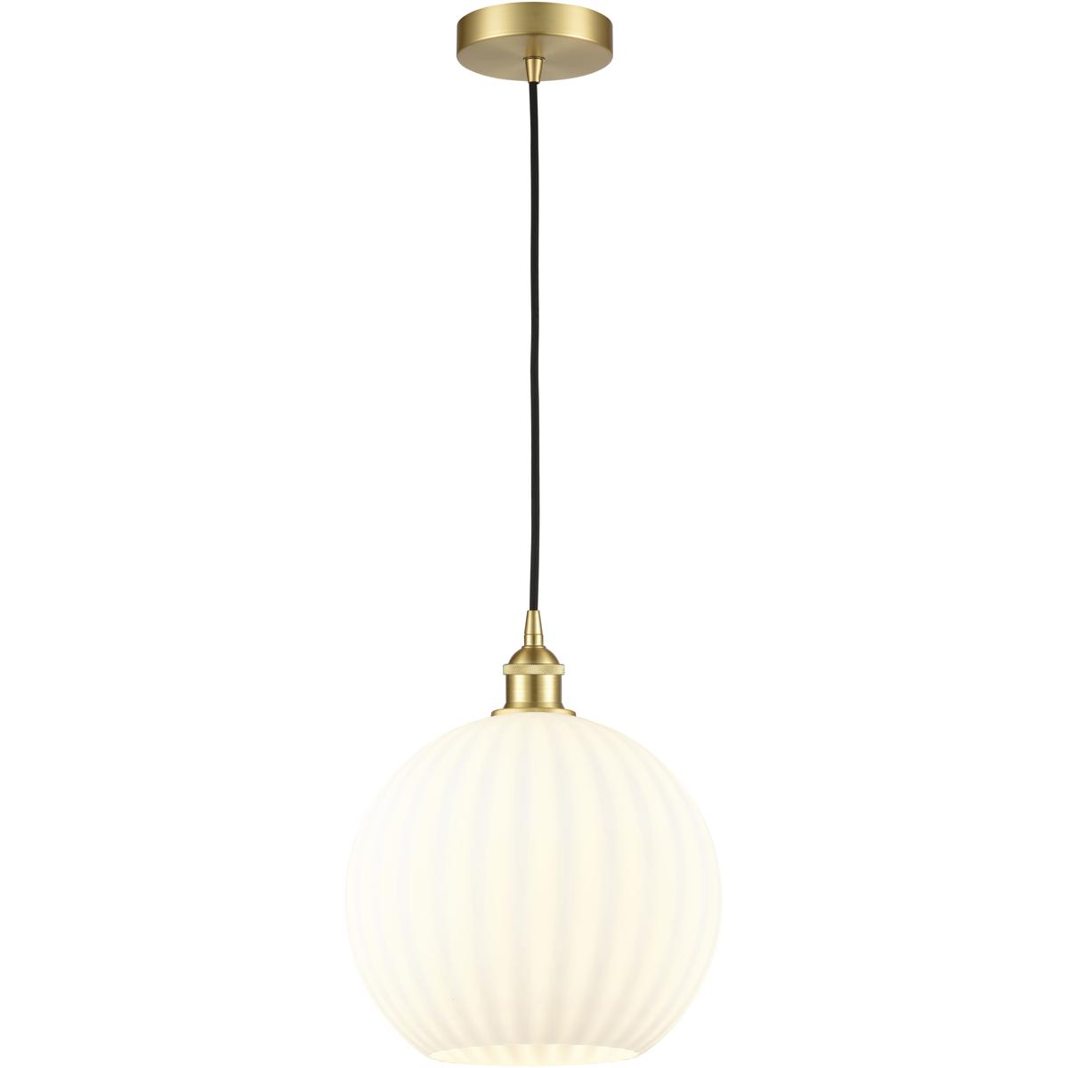 Innovations Lighting 616-1P-SG-G1217-12WV Edison White Venetian 1 Light 12 inch Satin Gold Cord Hung Pendant Ceiling Light