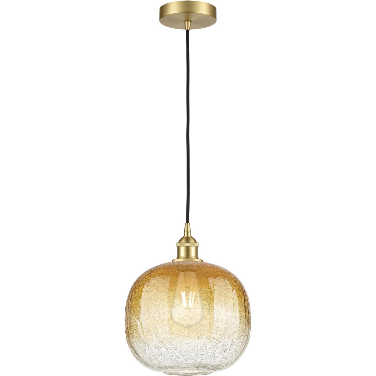 Innovations Lighting 616-1P-SG-G481-10AM Edison Brookhaven Sphere 1 Light 10.5 inch Satin Gold Mini Pendant Ceiling Light in Amber Glass