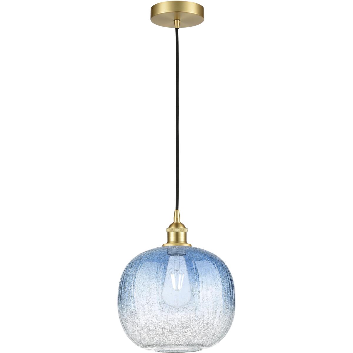 Innovations Lighting 616-1P-SG-G481-10SB Edison Brookhaven Sphere 1 Light 10.5 inch Satin Gold Mini Pendant Ceiling Light in Sapphire Blue Glass
