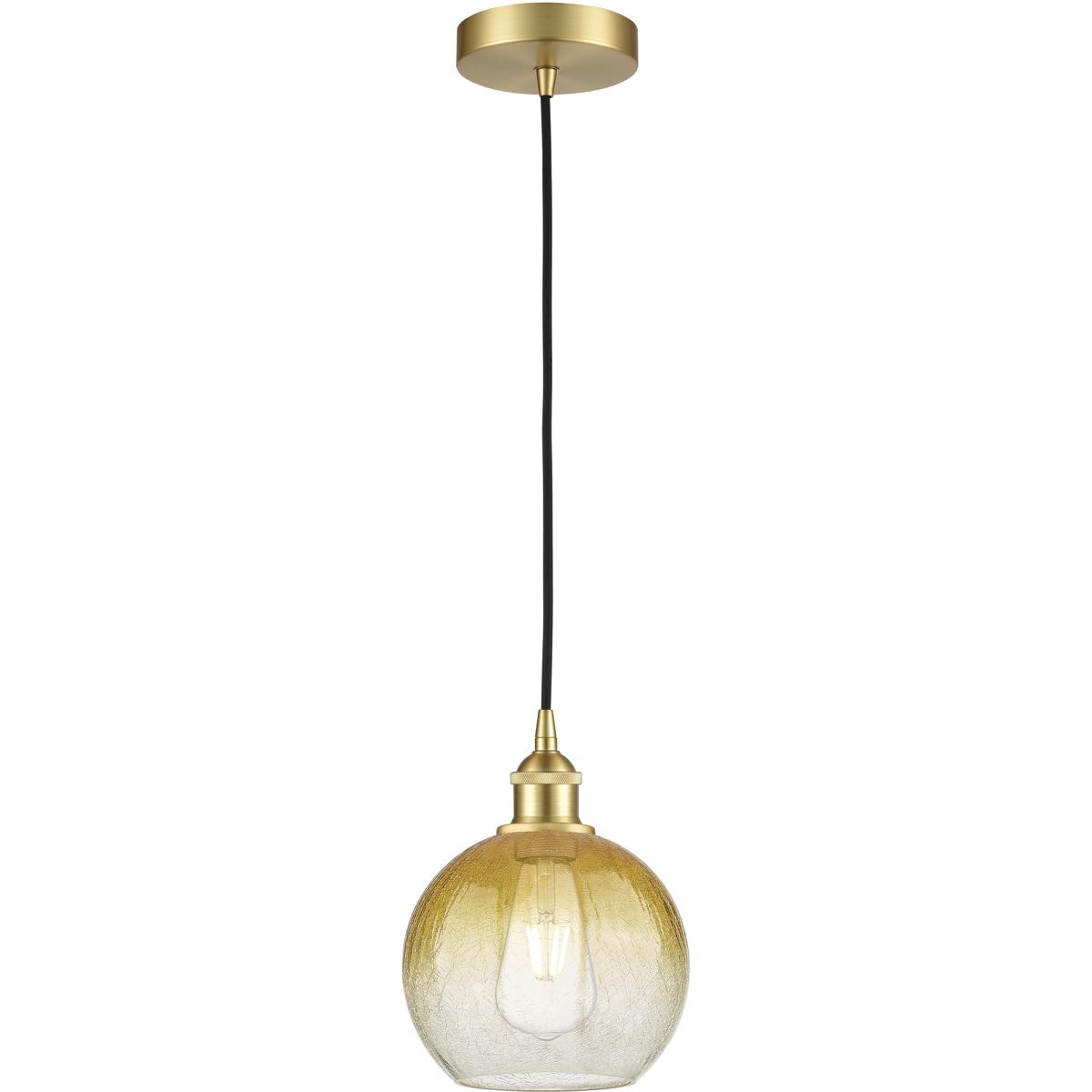 Innovations Lighting 616-1P-SG-G483-8AM Edison Brookhaven Globe 1 Light 7.88 inch Satin Gold Mini Pendant Ceiling Light in Amber Glass