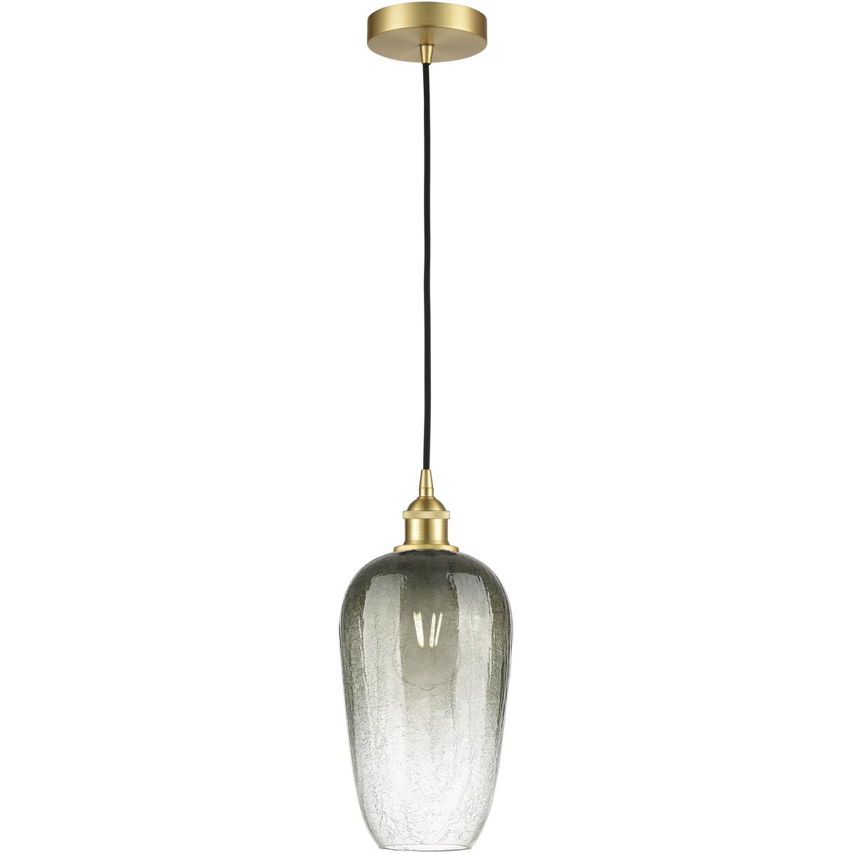 Innovations Lighting 616-1P-SG-G484-7SL Edison Brookhaven Flute 1 Light 7 inch Satin Gold Mini Pendant Ceiling Light in Slate Glass