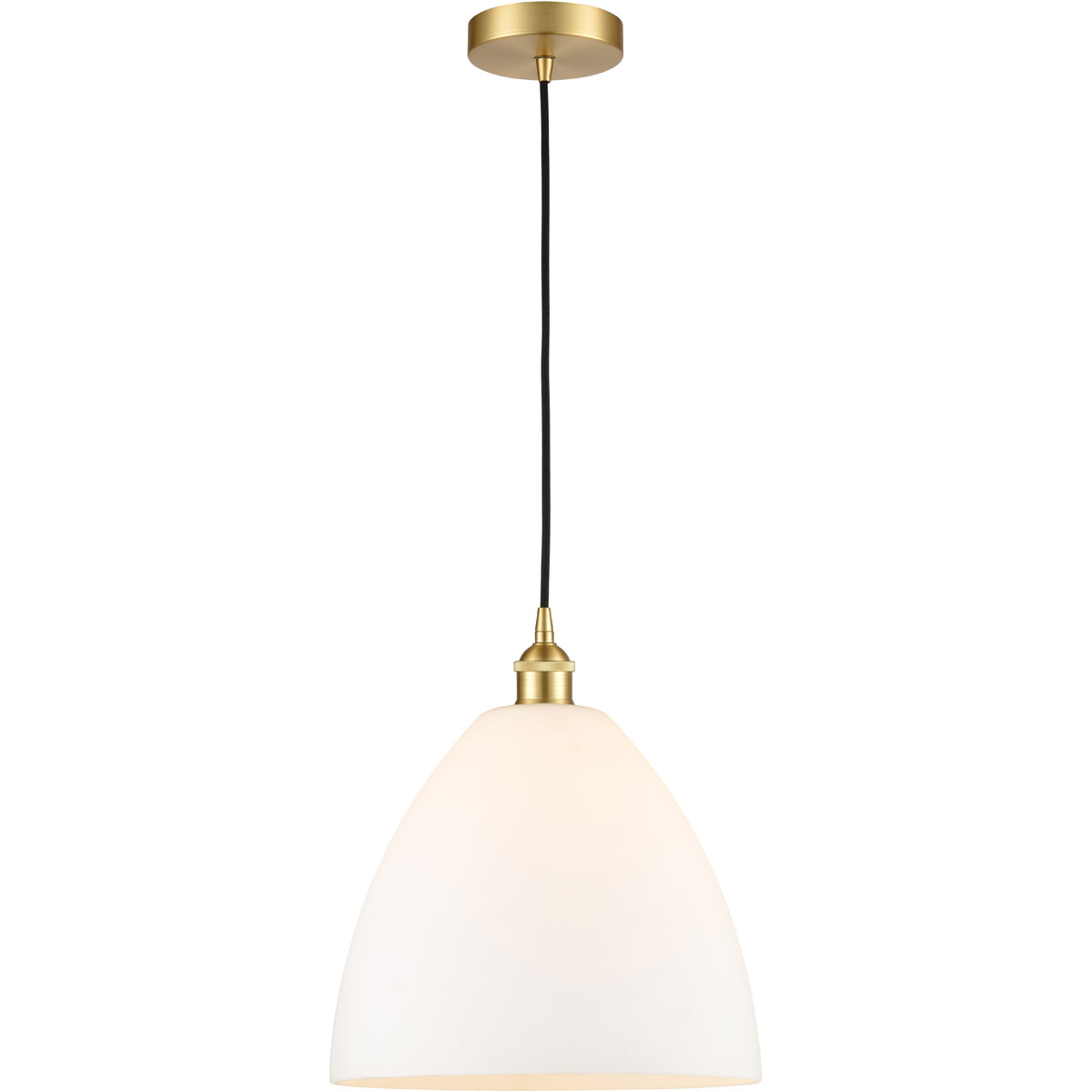 Innovations Lighting 616-1P-SG-GBD-121-LED Edison Dome LED 12 inch Satin Gold Mini Pendant Ceiling Light in Matte White Glass
