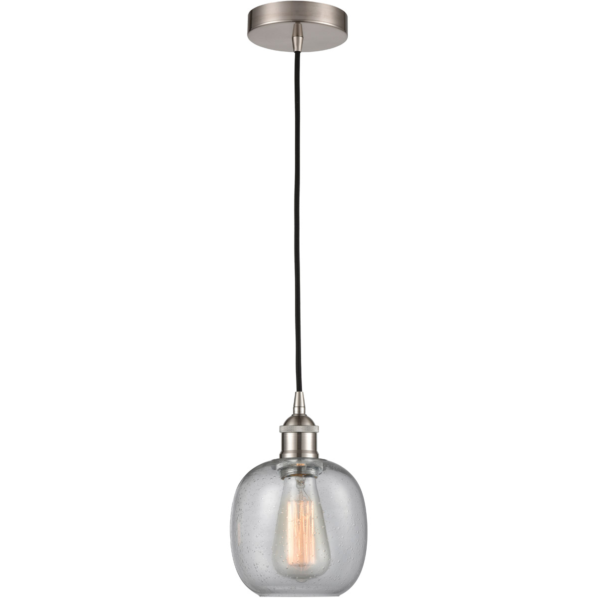 Innovations Lighting 616-1P-SN-G104-LED Edison Belfast LED 6 inch Brushed Satin Nickel Mini Pendant Ceiling Light