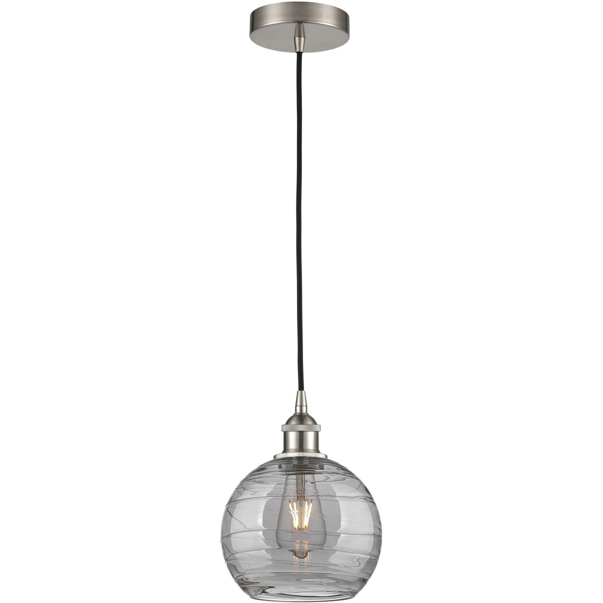 Innovations Lighting 616-1P-SN-G1213-8SM Edison Athens Deco Swirl 1 Light 8 inch Brushed Satin Nickel Cord Hung Mini Pendant Ceiling Light