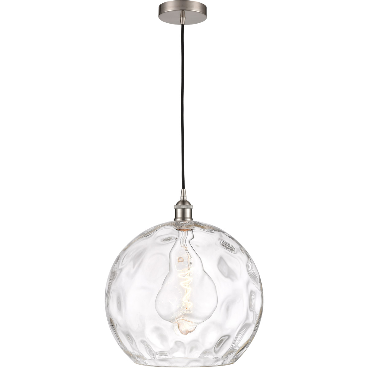 Innovations Lighting 616-1P-SN-G1215-14-LED Edison Athens Water Glass LED 14 inch Brushed Satin Nickel Pendant Ceiling Light