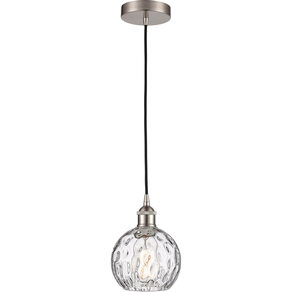Innovations Lighting 616-1P-SN-G1215-6-LED Edison Athens Water Glass LED 6 inch Brushed Satin Nickel Mini Pendant Ceiling Light