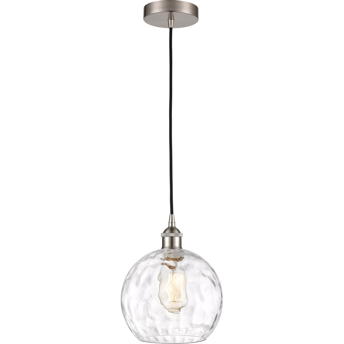 Innovations Lighting 616-1P-SN-G1215-8-LED Edison Athens Water Glass LED 8 inch Brushed Satin Nickel Mini Pendant Ceiling Light