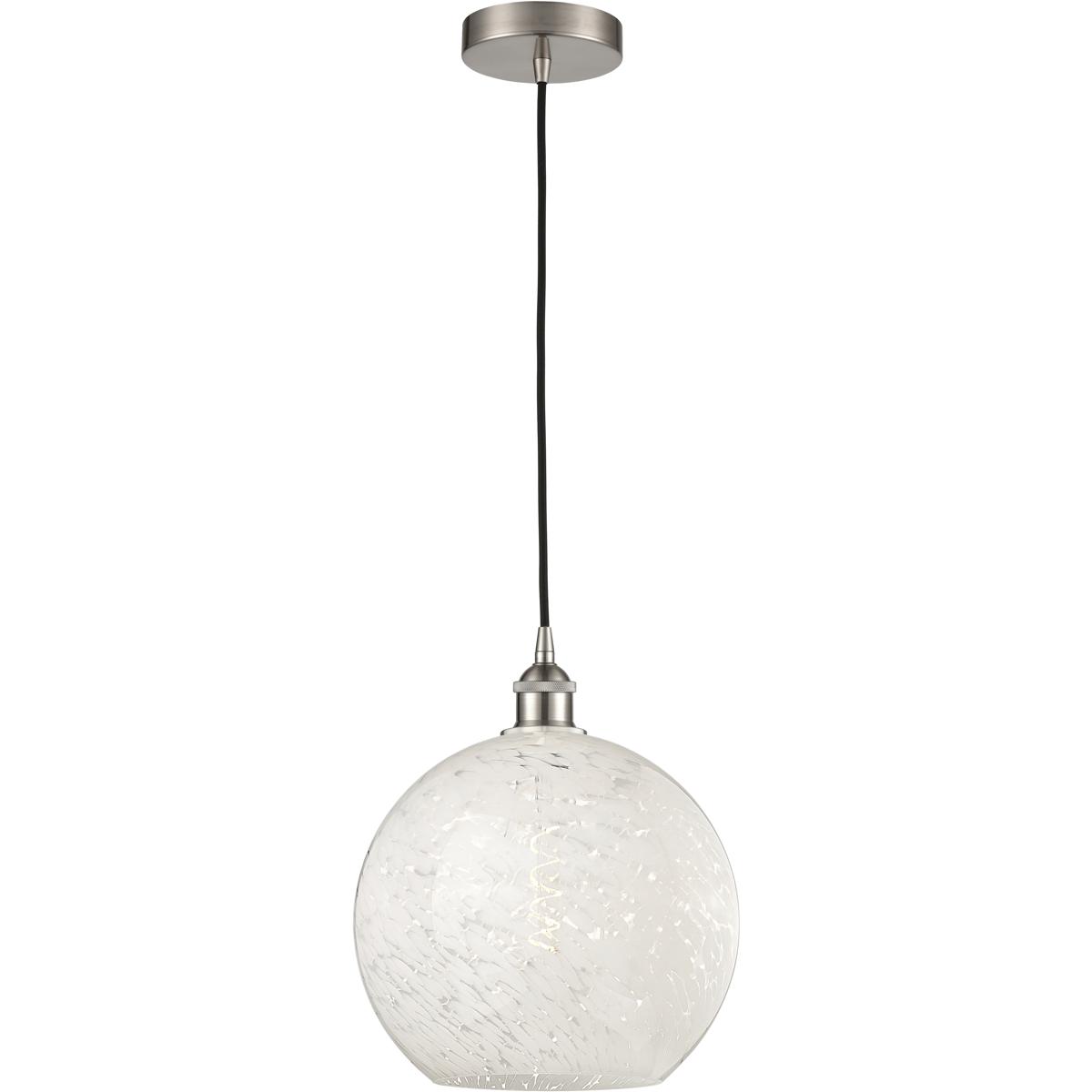 Innovations Lighting 616-1P-SN-G1216-12WM Edison White Mouchette 1 Light 12 inch Brushed Satin Nickel Cord Hung Pendant Ceiling Light